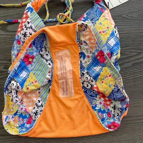 Polo Ralph Lauren Patchwork Plunge Neck One Piece Swimsuit - Picture 7 of 13